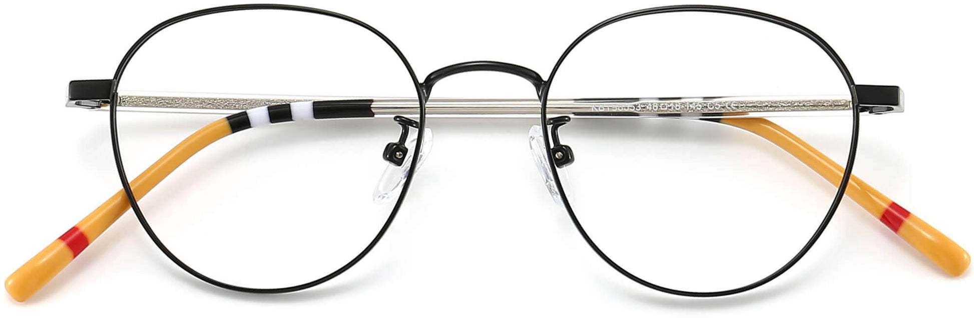 Selah Round Black Eyeglasses from ANRRI, closed view