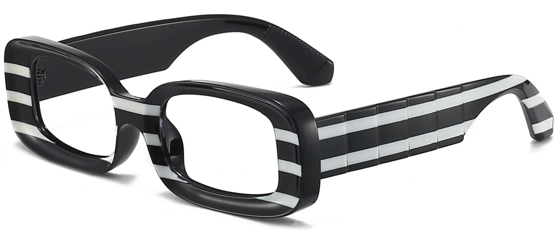 Sevyn Rectangle Black Eyeglasses from ANRRI, angle view
