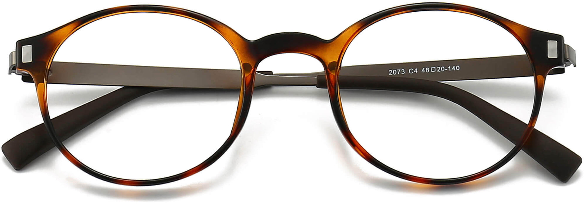 Shelby Round Tortoise Eyeglasses from ANRRI, closed view