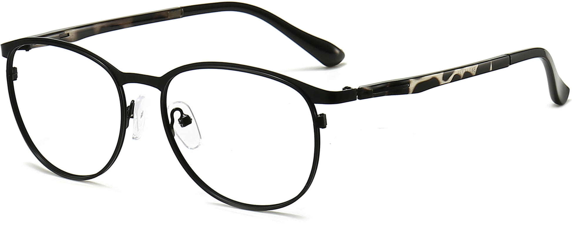 Sienna Round Black Eyeglasses from ANRRI, angle view