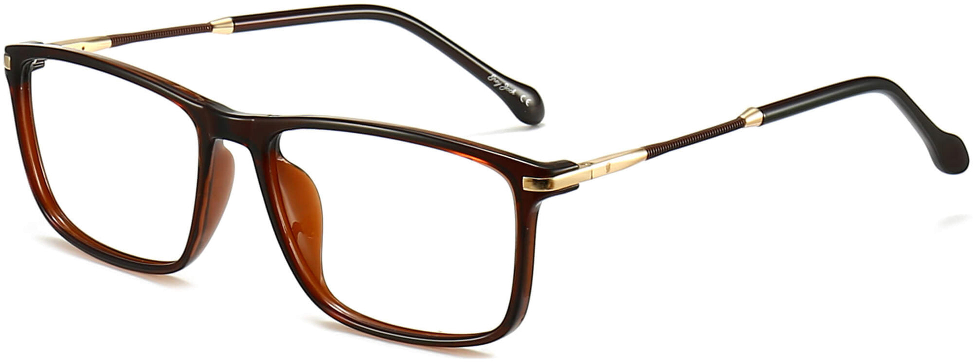 Sincere Square Brown Eyeglasses from ANRRI, angle view