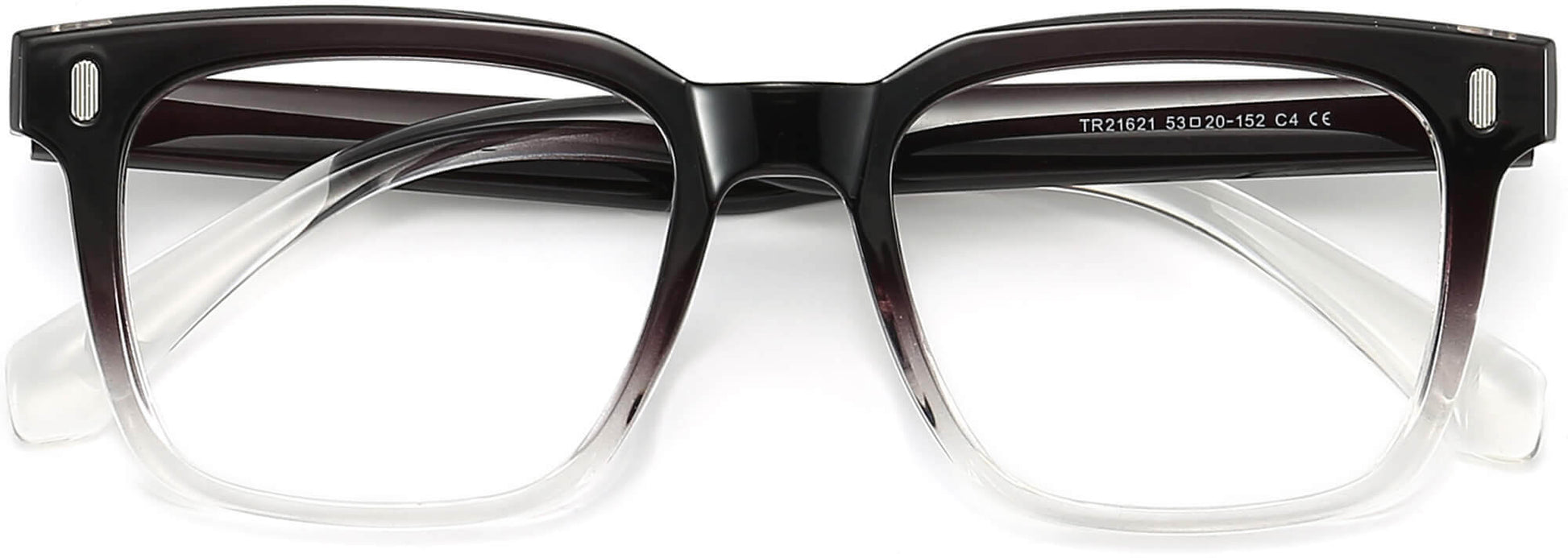 Solomon Square Black Eyeglasses from ANRRI, closed view