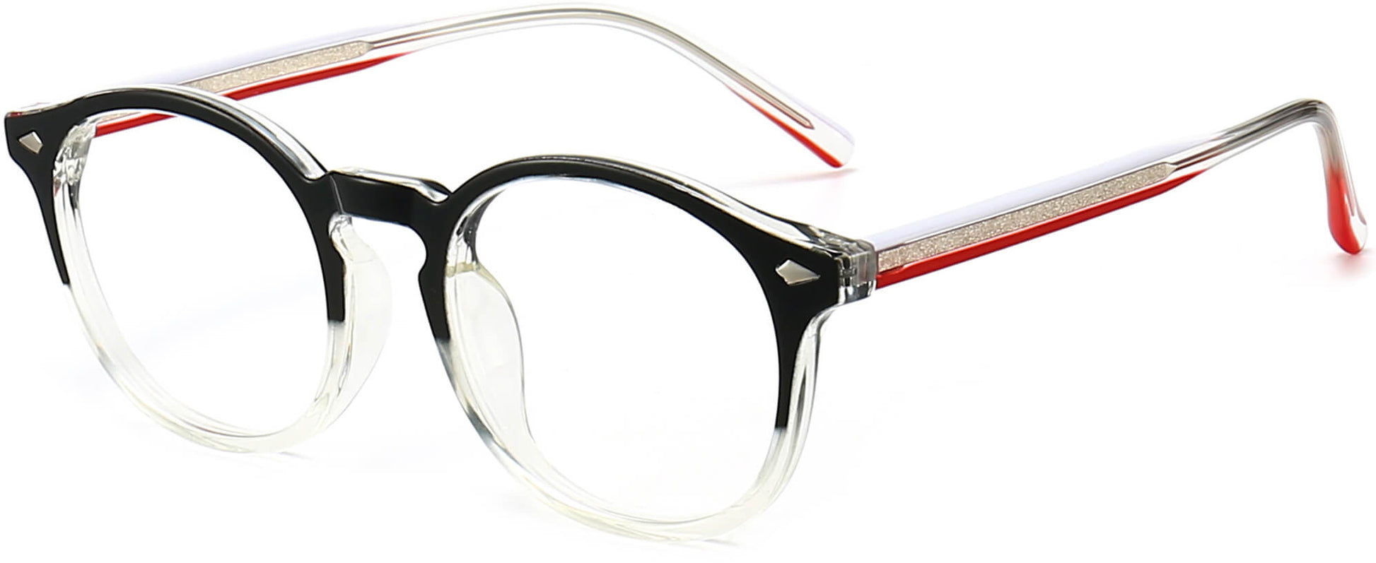 Sonny Round Black Eyeglasses from ANRRI, angle view
