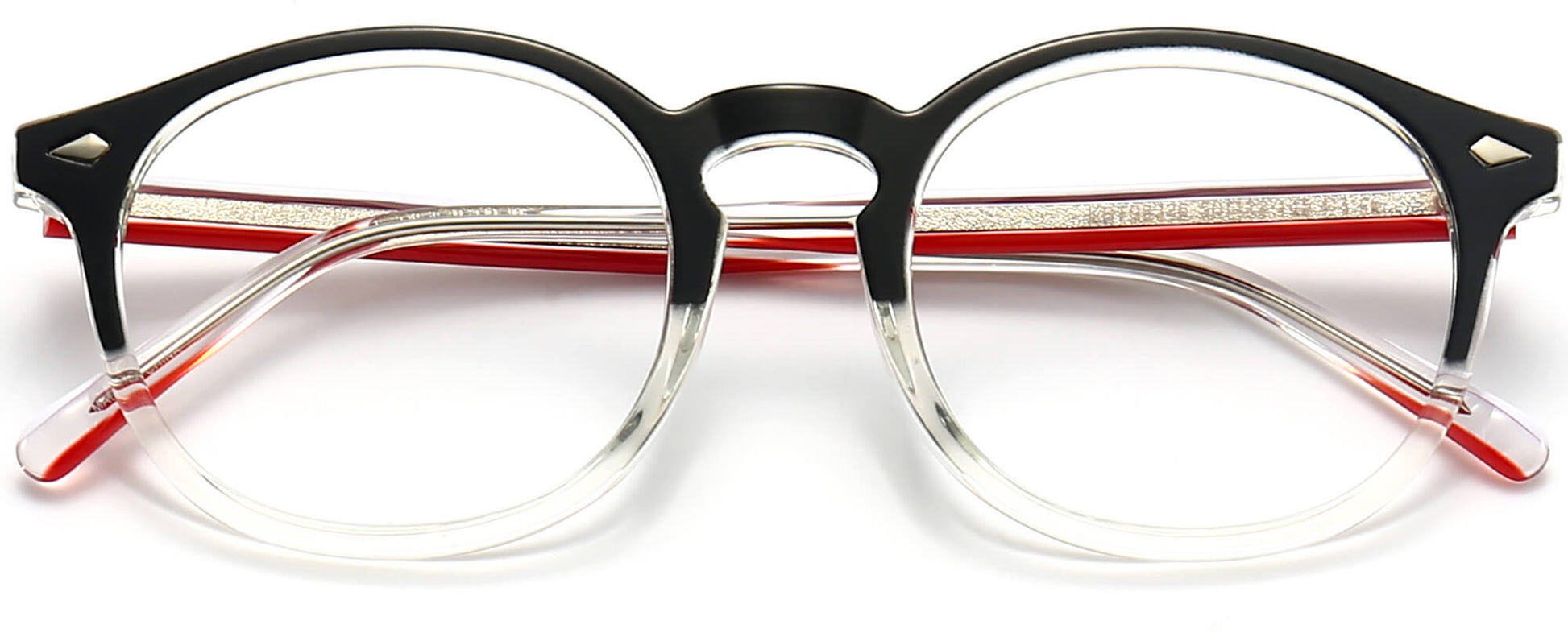 Sonny Round Black Eyeglasses from ANRRI, closed view