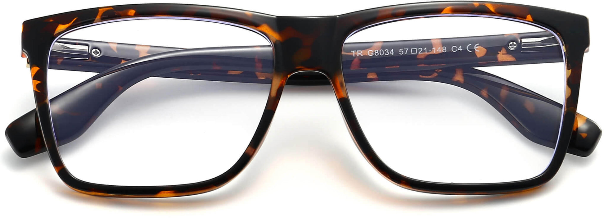 Stella Rectangle Tortoise Eyeglasses from ANRRI, closed view