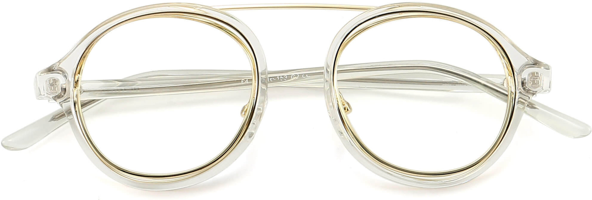 Sterling Round Clear Eyeglasses from ANRRI, closed view