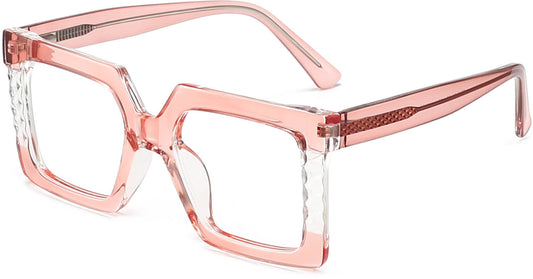 Sulili Square Pink Eyeglasses from ANRRI, angle view