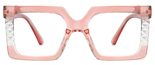 Sulili Square Pink Eyeglasses from ANRRI, front view