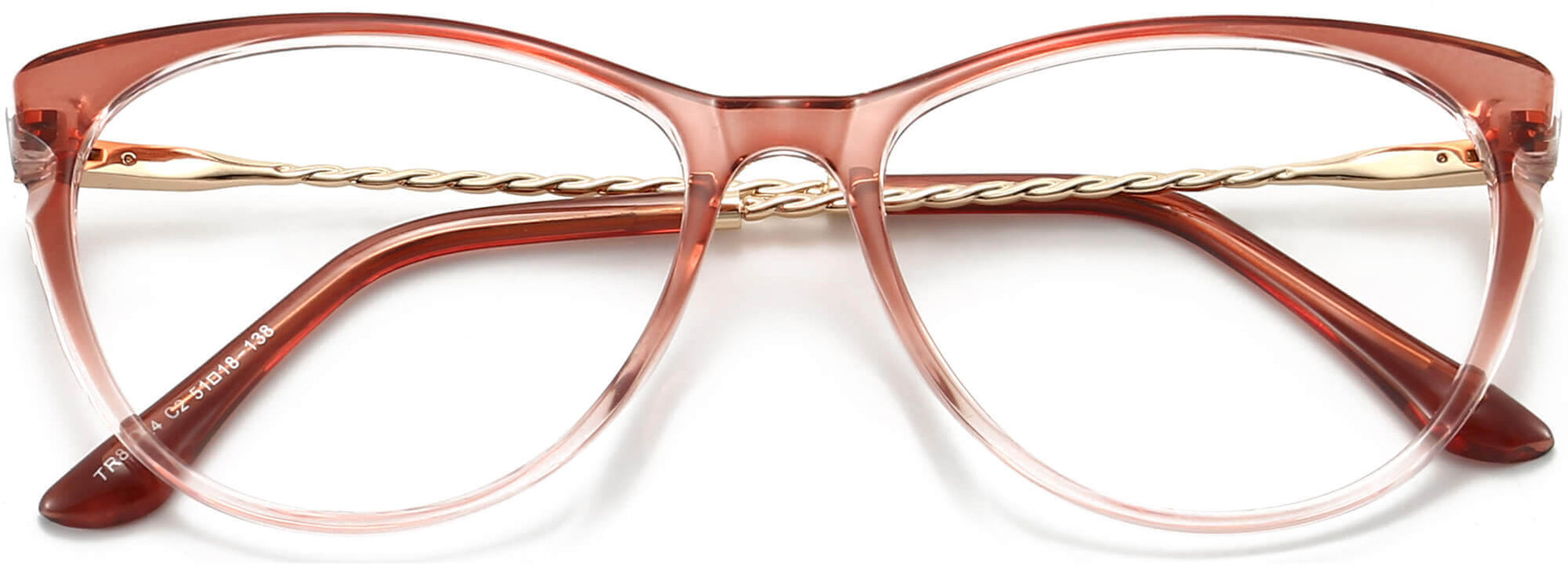 Susanna Cateye Pink Eyeglasses from ANRRI, closed view