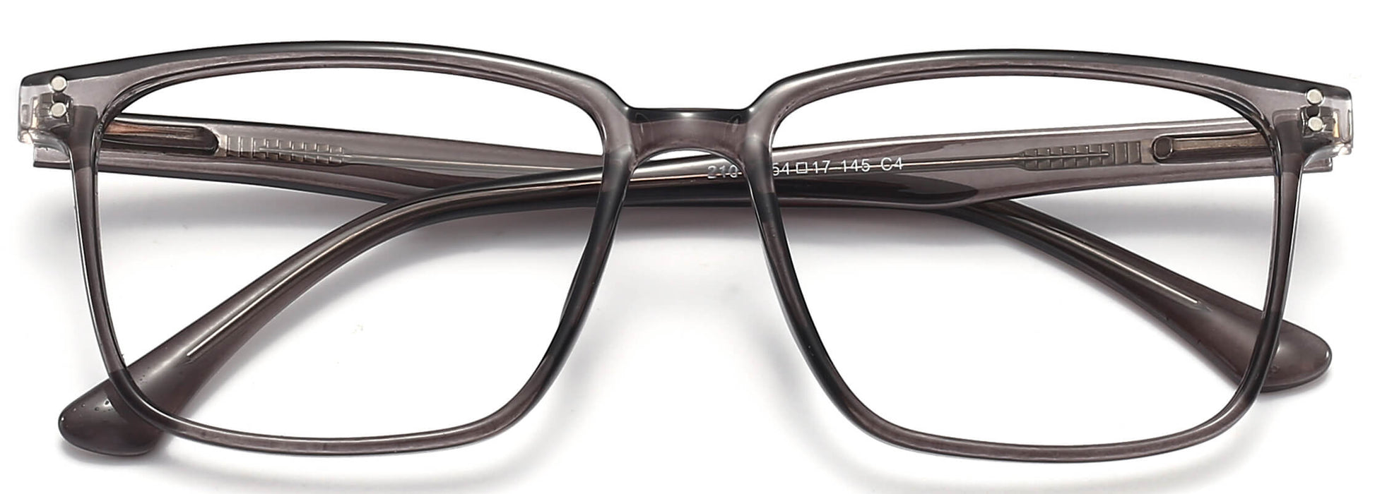 Tadeo Square Gray Eyeglasses from ANRRI, closed view