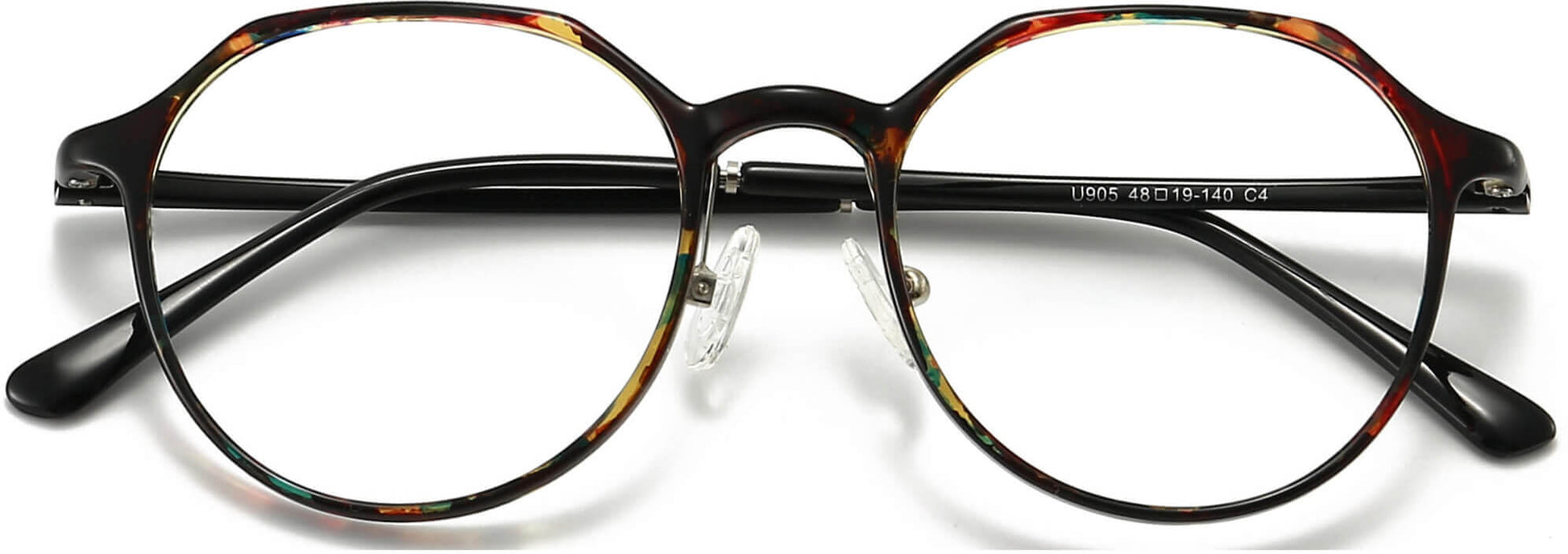 Tammy Geometric Tortoise Eyeglasses from ANRRI, closed view