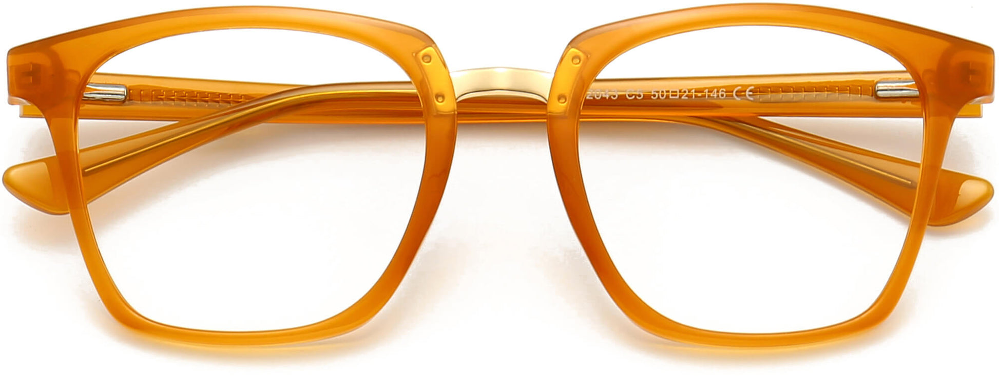 Teagan Square Yellow Eyeglasses from ANRRI, closed view