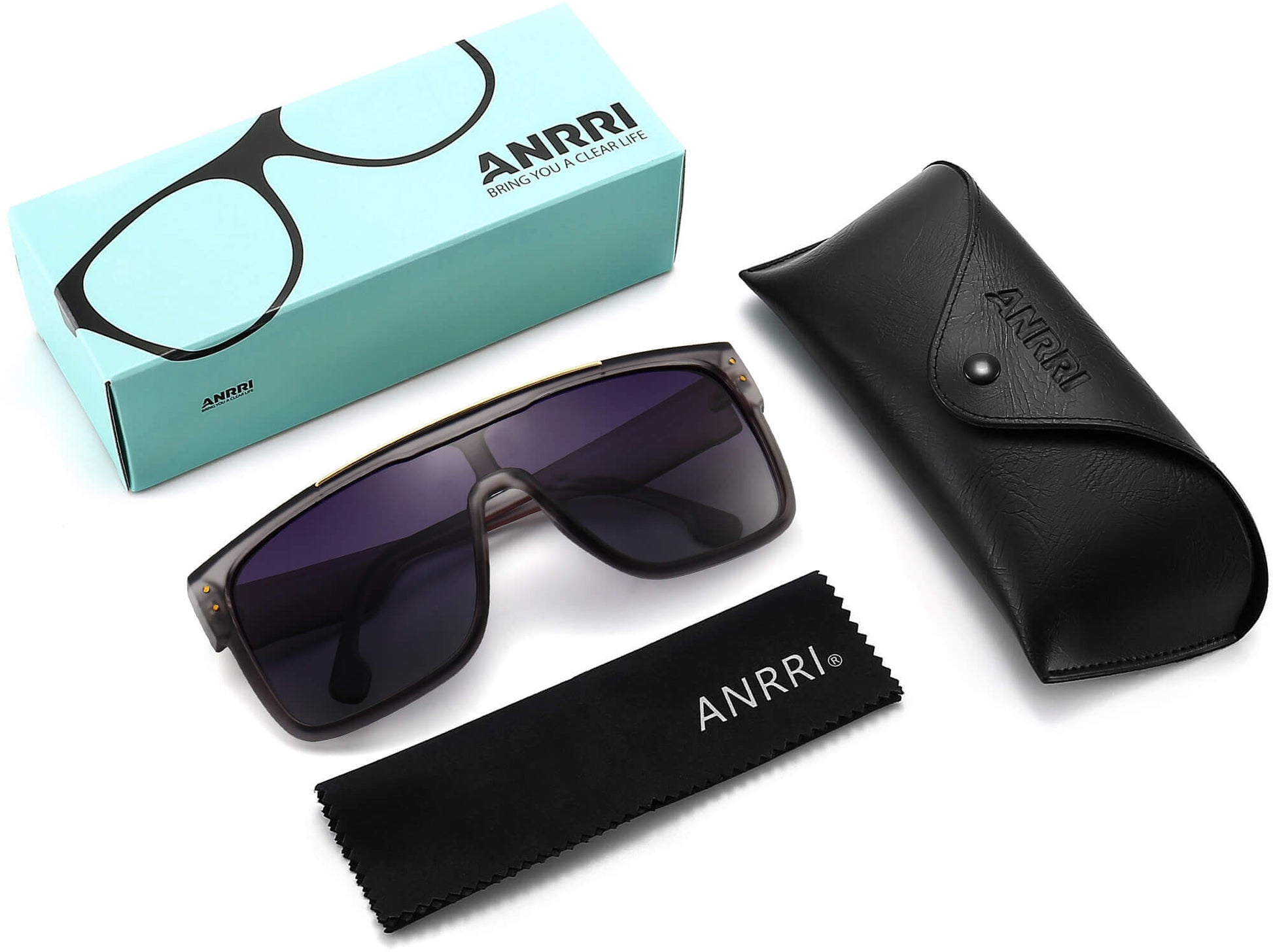 Theo Gray Plastic Sunglasses with Accessories from ANRRI