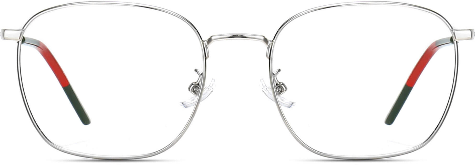 Thiago Square Silver Eyeglasses from ANRRI, front view