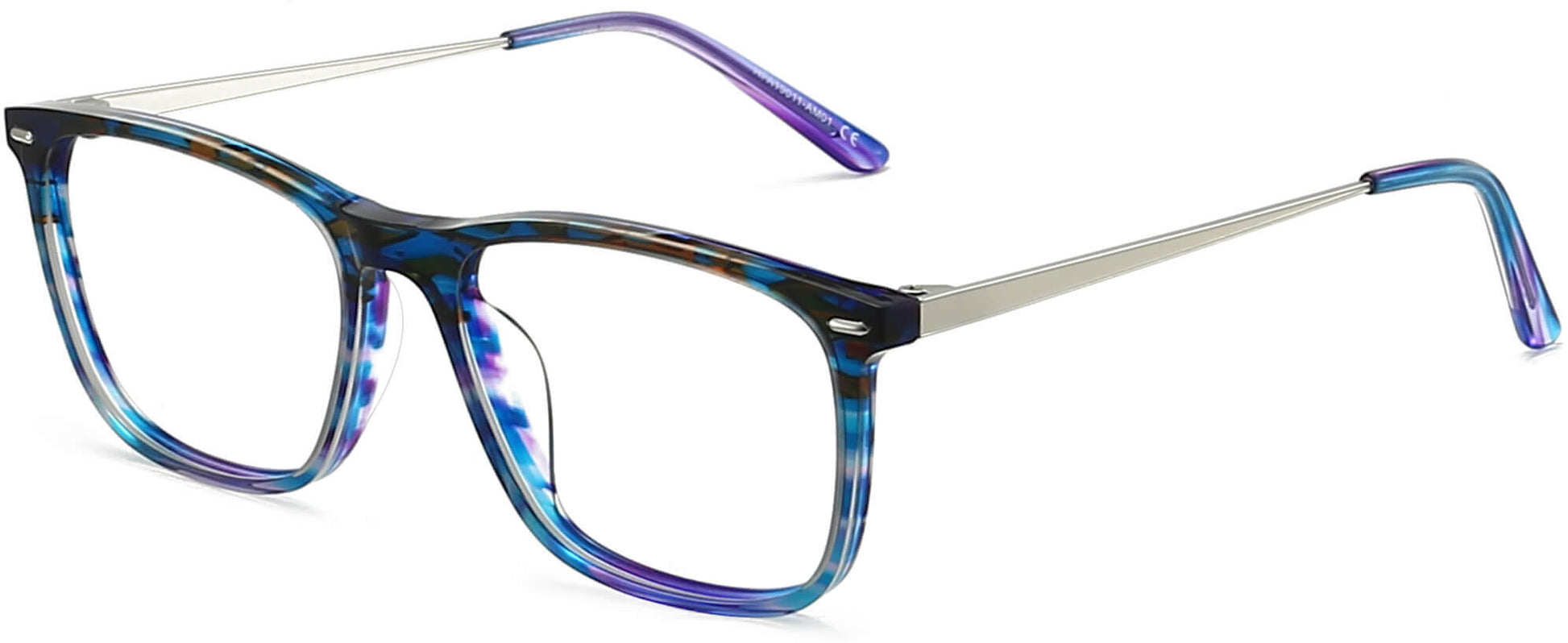 Tiffany Rectangle Blue Eyeglasses from ANRRI, angle view