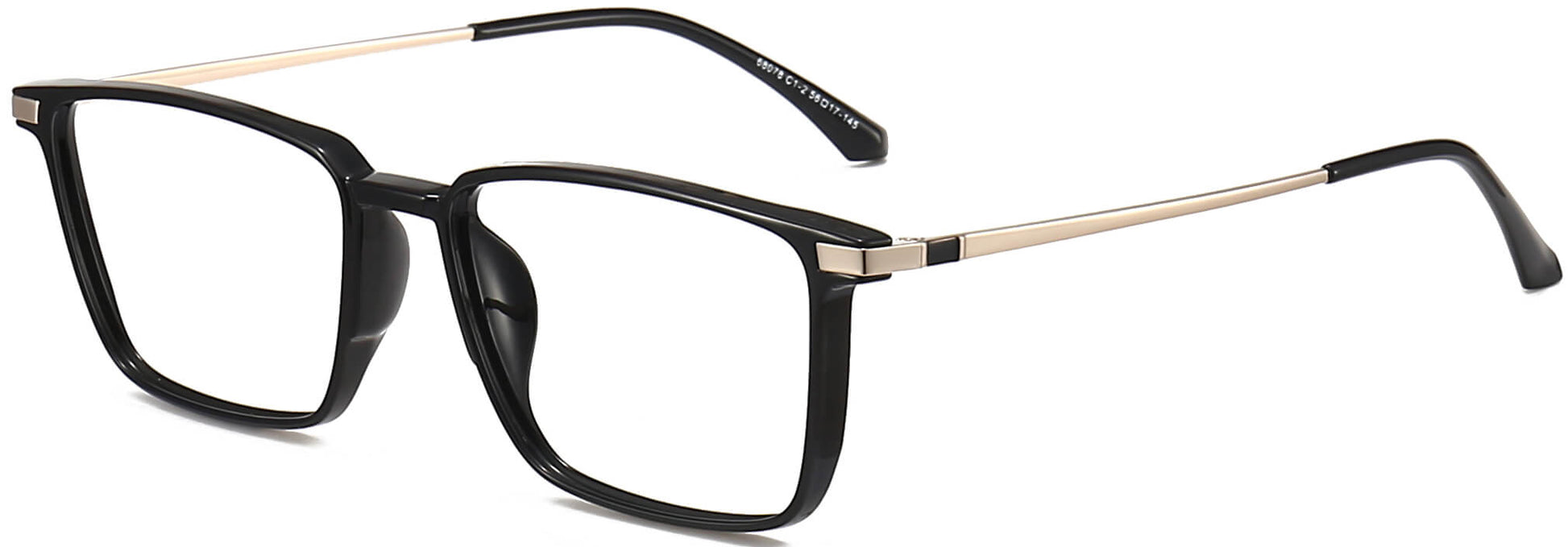 Trey Square Black Eyeglasses from ANRRI, angle view