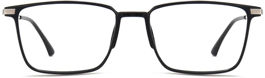 Trey Square Black Eyeglasses from ANRRI, front view