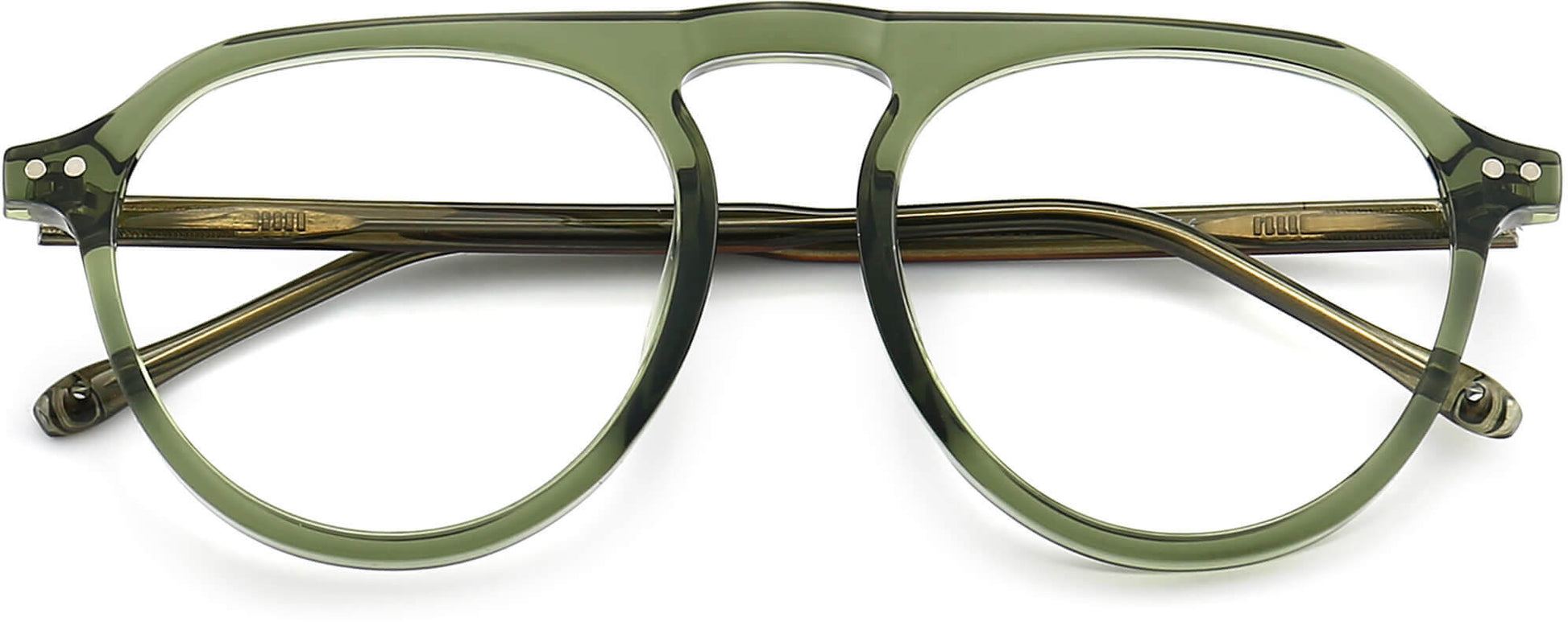 Tripp Round Green Eyeglasses from ANRRI, closed view