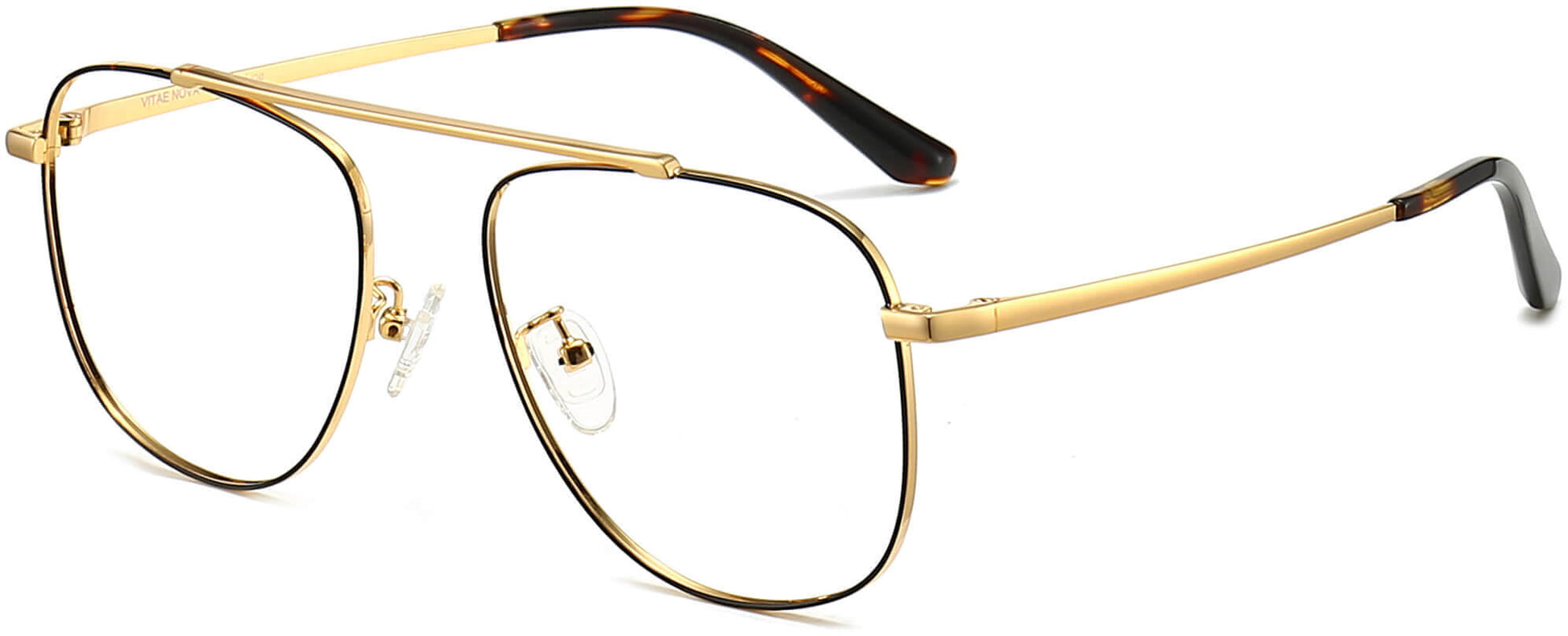 Vanessa Aviator Gold Eyeglasses from ANRRI, angle view