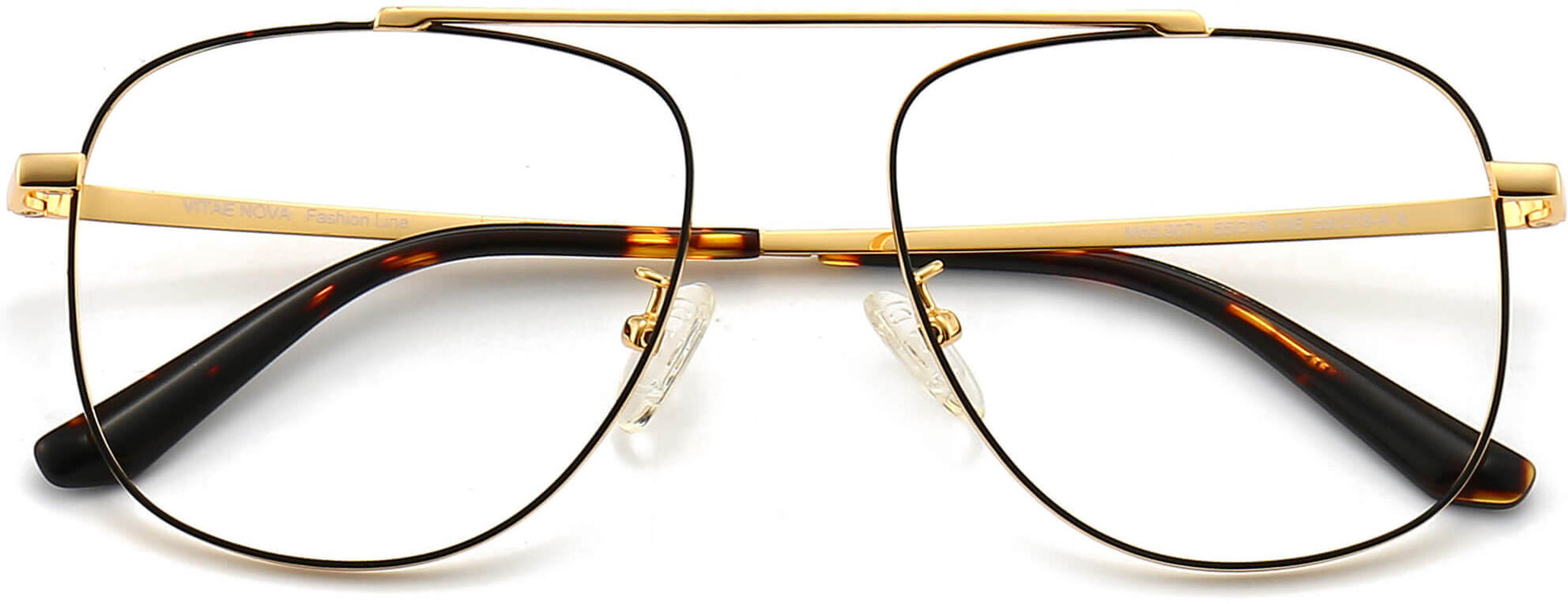 Vanessa Aviator Gold Eyeglasses from ANRRI, closed view