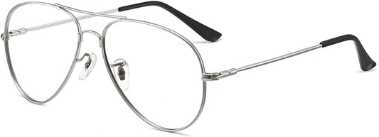 Walter Aviator Silver Eyeglasses from ANRRI, angle view
