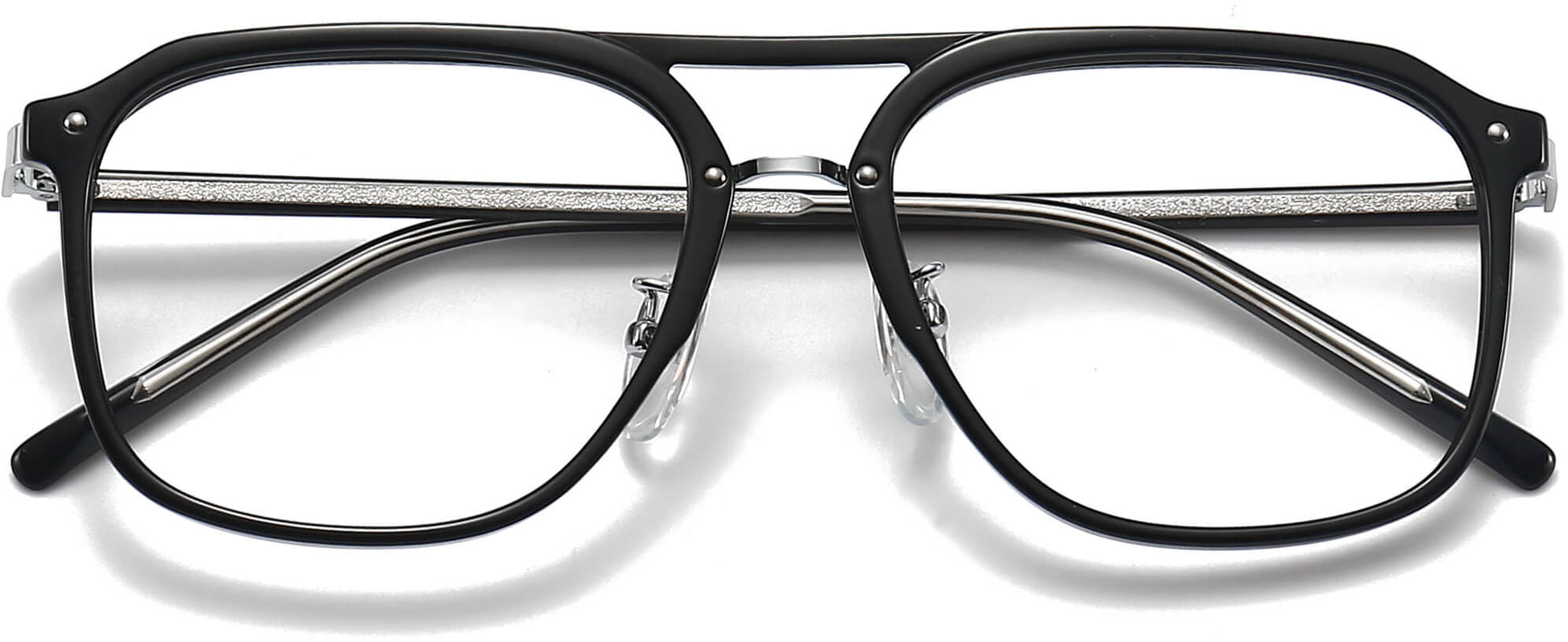 Wells Square Black Eyeglasses from ANRRI, closed view