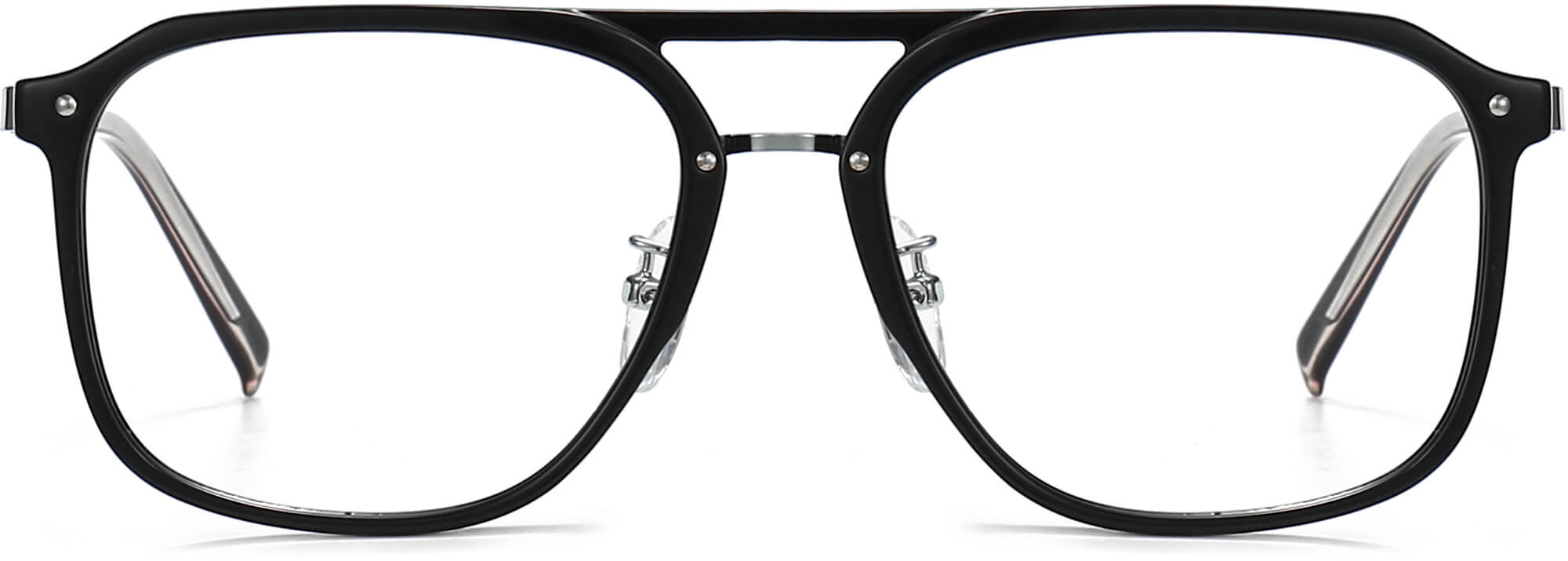 Wells Square Black Eyeglasses from ANRRI, front view