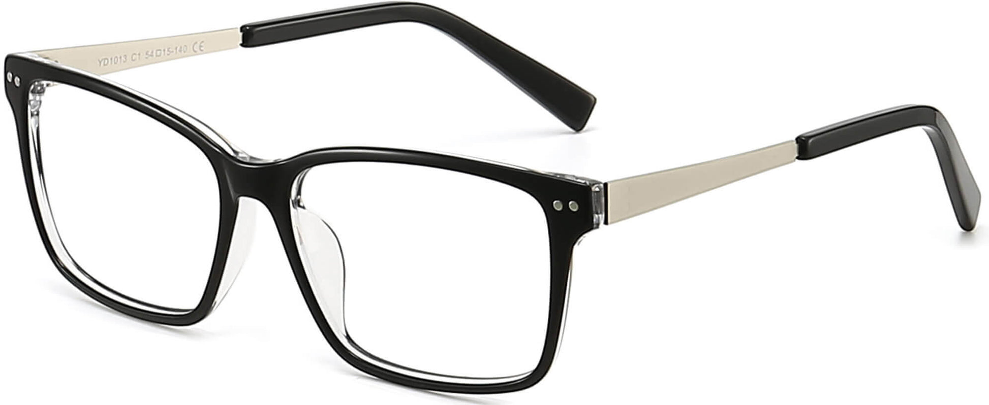 Winston Rectangle Black Eyeglasses from ANRRI, angle view