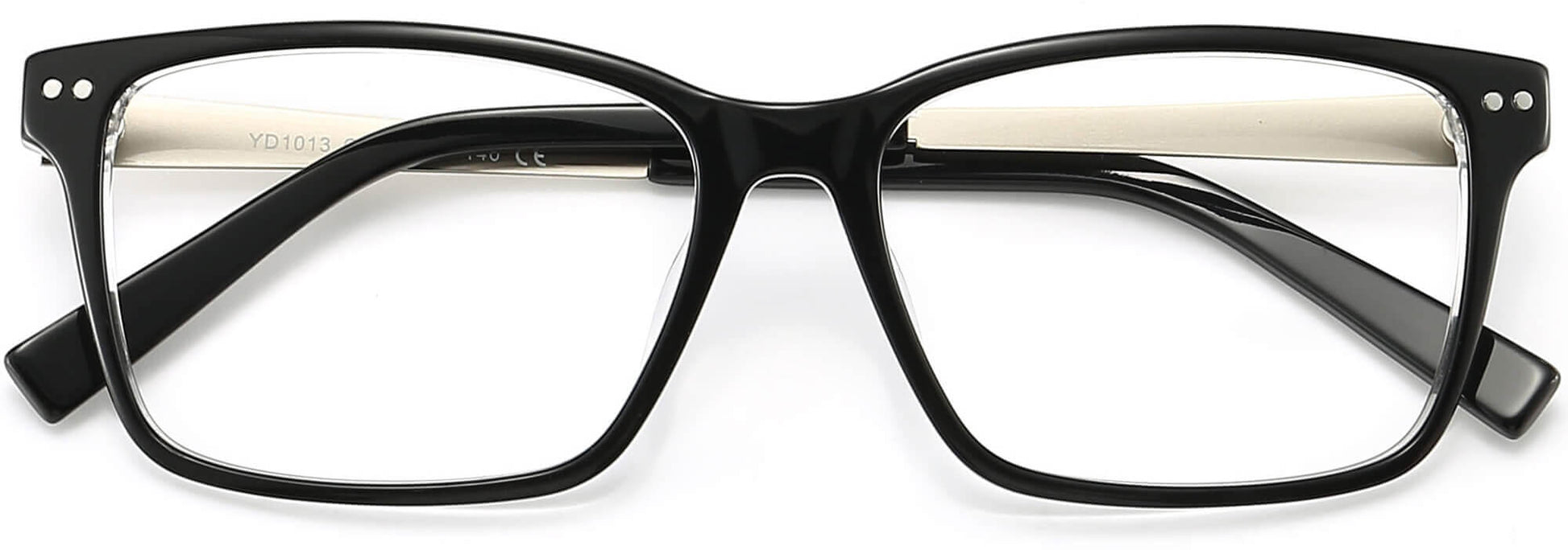 Winston Rectangle Black Eyeglasses from ANRRI, closed view