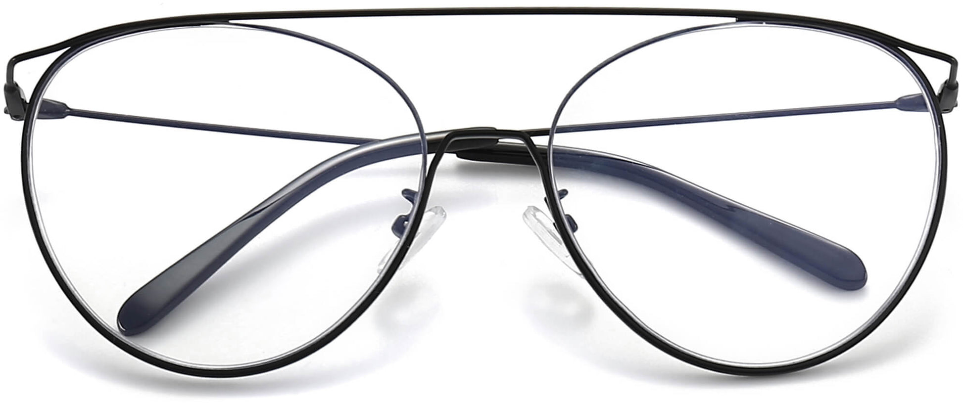 Zaire Round Black Eyeglasses from ANRRI, closed view