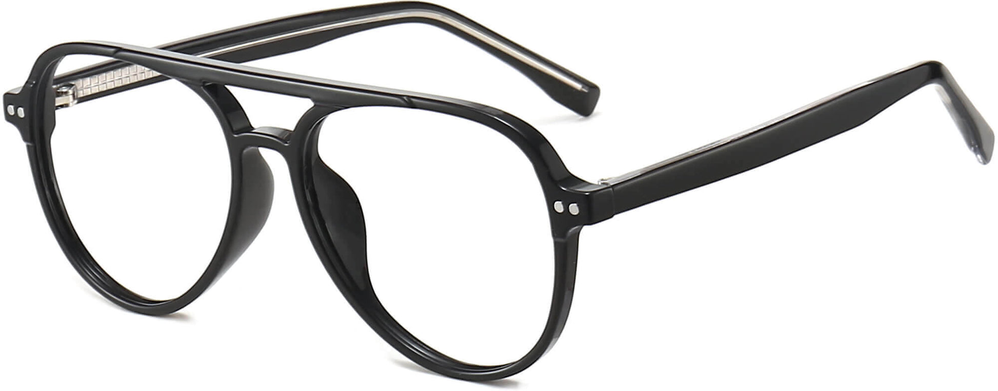 Zane Aviator Black Eyeglasses from ANRRI, angle view