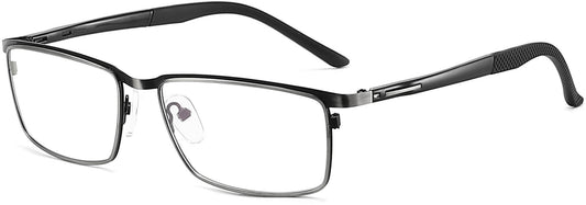Zeda Rectangle Metal Black Eyeglasses from ANRRI, angle view