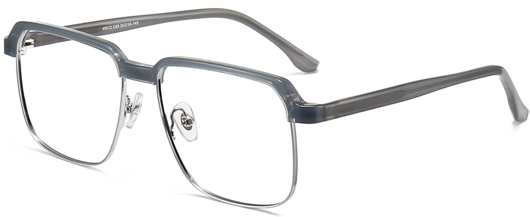 Zeke Square Gray Eyeglasses from ANRRI, angle view