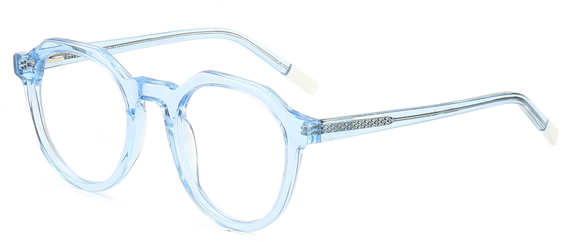 Zora Geometric Blue Eyeglasses from ANRRI, angle view