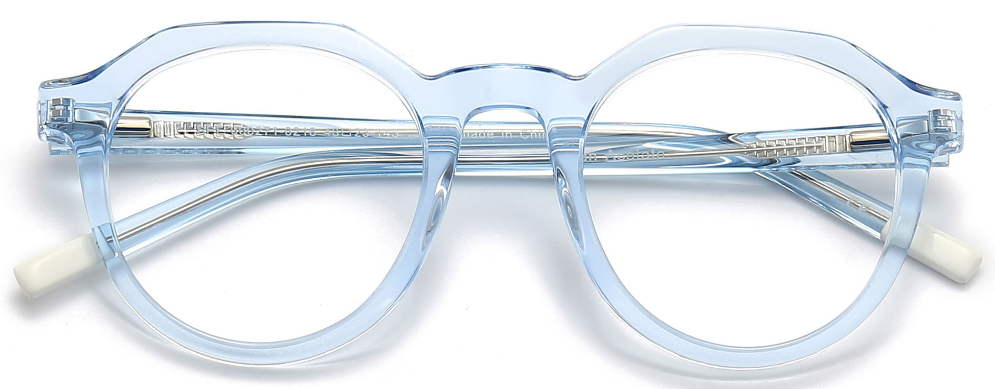 Zora Geometric Blue Eyeglasses from ANRRI, closed view