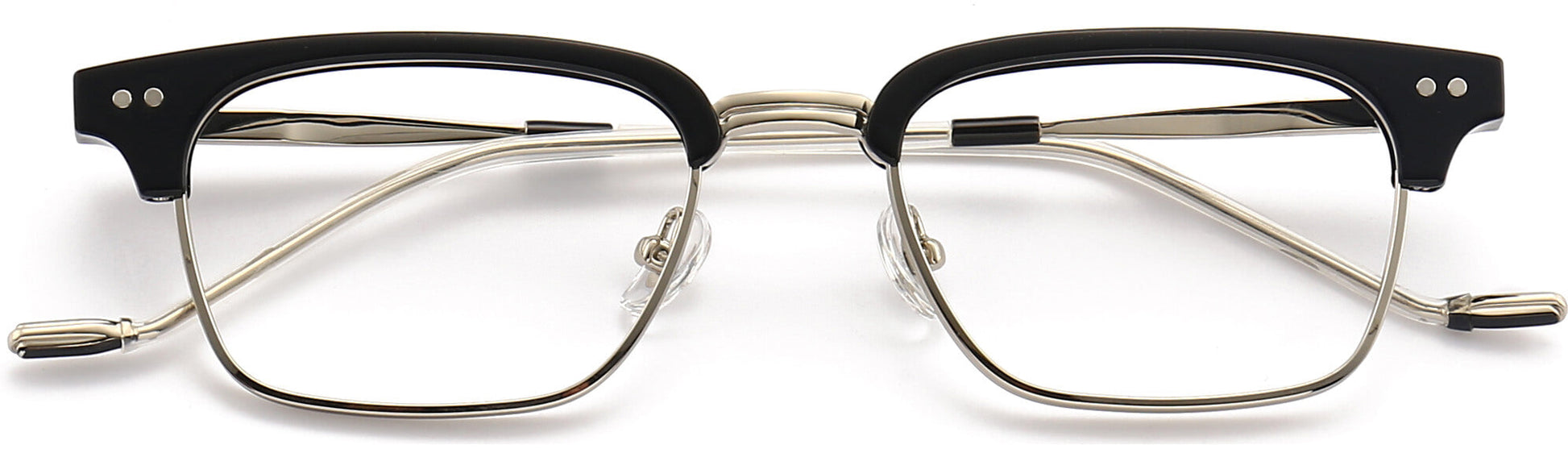 Zyaire Browline Black Eyeglasses from ANRRI, closed view