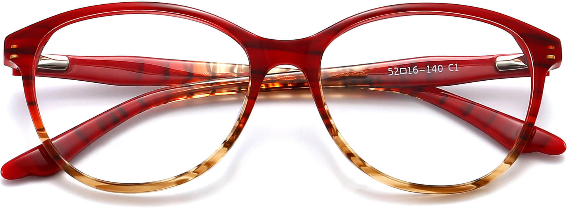 volcanis red Eyeglasses from ANRRI, closed view