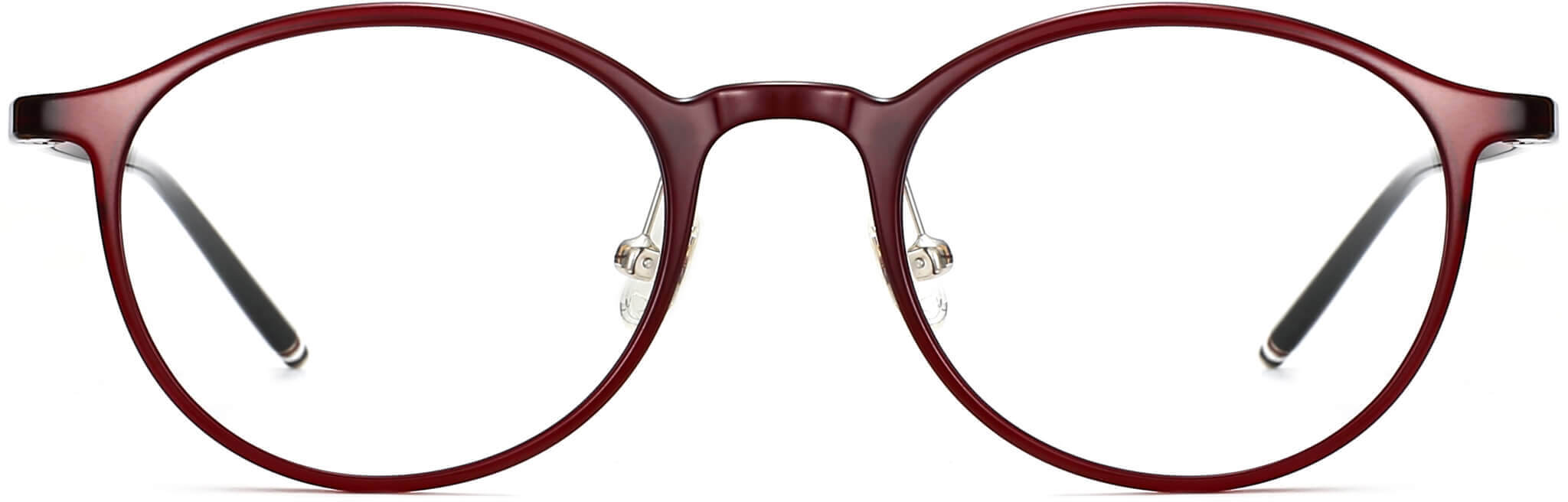 maron round red Eyeglasses from ANRRI, front view